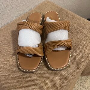 Qupid Tan Studded Women's Sandals